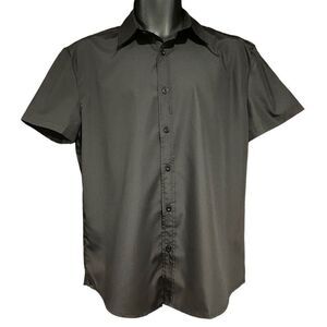 Black Short Sleeve Button Up Dress Shirt Men’s Medium